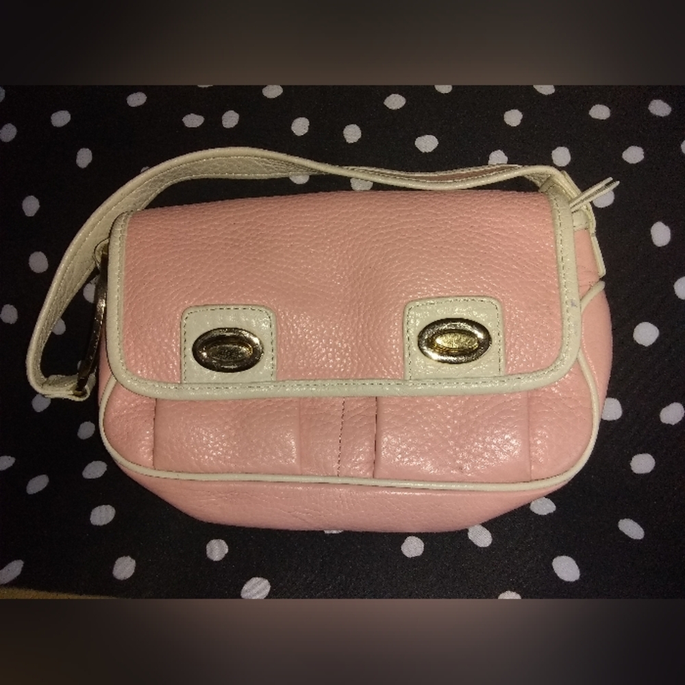 Antonio Melani small Pink and White Leather Purse with Gold-tone Hardware